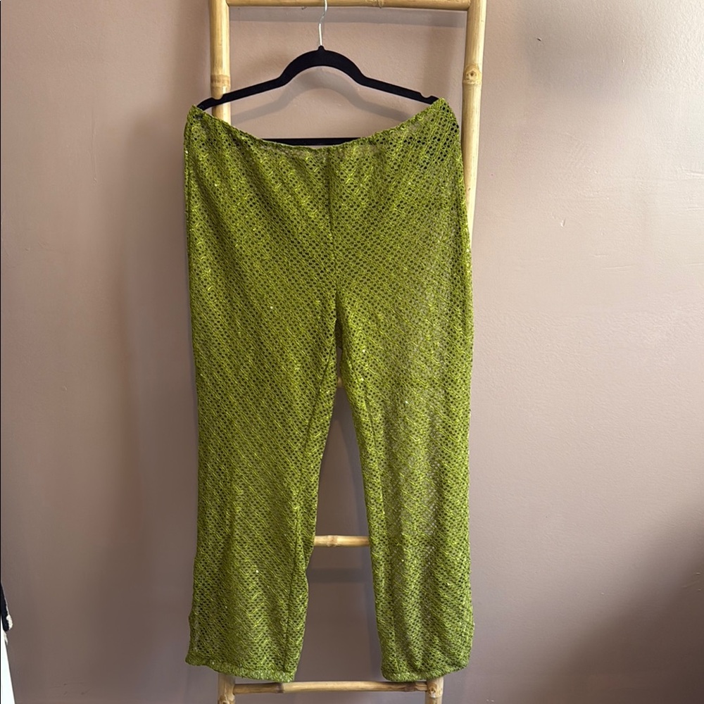 Urban Outfitters Green Swim Coverup Pants with sparkle